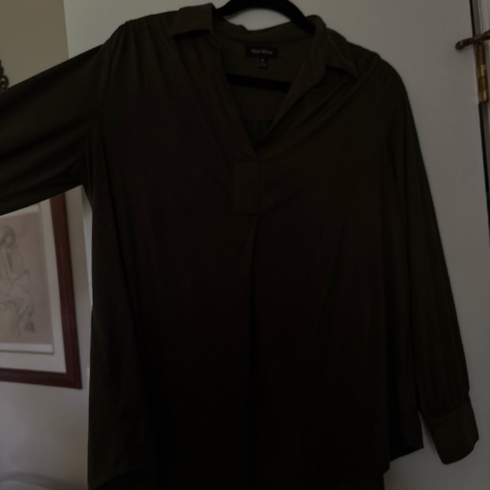 Dark Green Long Sleeve Blouse